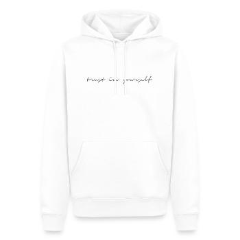 Trust in Yourself Glaub an dich Spruch Schriftzug - Männer Premium Bio Hoodie - Weiß - Vorne - Nico (187cm)