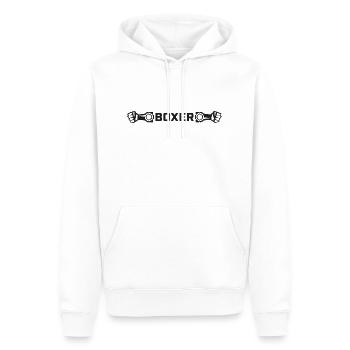 Boxer noir - Sweat à capuche Premium bio Homme - blanc - Devant - Nico (187cm)
