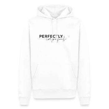 perfectly imperfect Schriftzug dunkel - Männer Premium Bio Hoodie - Weiß - Vorne - Nico (187cm)