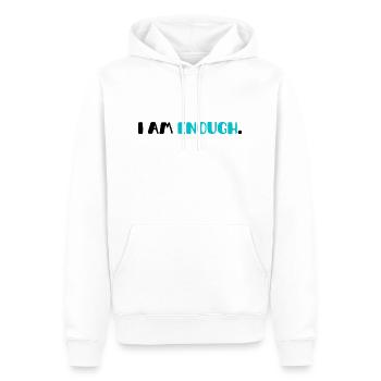 T-Shirt mit motivierender Phrase| "Ich bin genug" - Männer Premium Bio Hoodie - Weiß - Vorne - Nico (187cm)