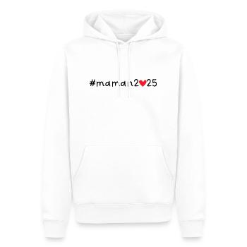 Maman 2025 - Sweat à capuche Premium bio Homme - blanc - Devant - Nico (187cm)