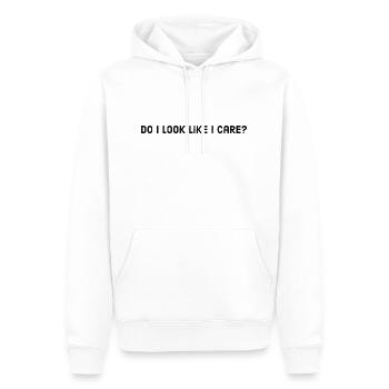 est-ce que j’ai l’air de m’en soucier? - Sweat à capuche Premium bio Homme - blanc - Devant - Nico (187cm)