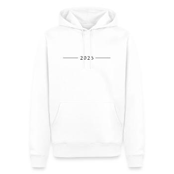 2026 Jahr - Männer Premium Bio Hoodie - Weiß - Vorne - Nico (187cm)