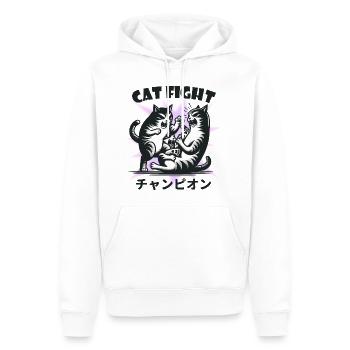 Chat Combat Japonais Drôles d’animaux - Sweat à capuche Premium bio Homme - blanc - Devant - Nico (187cm)