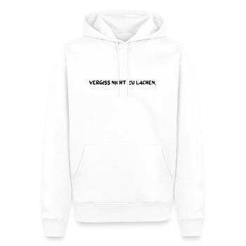 Schöner Spruch glücklich vergiss nicht zu lächeln - Männer Premium Bio Hoodie - Weiß - Vorne - Nico (187cm)
