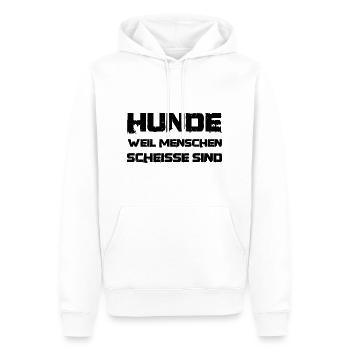 Spruch Hunde weil Menschen scheisse sind - Männer Premium Bio Hoodie - Weiß - Vorne - Nico (187cm)