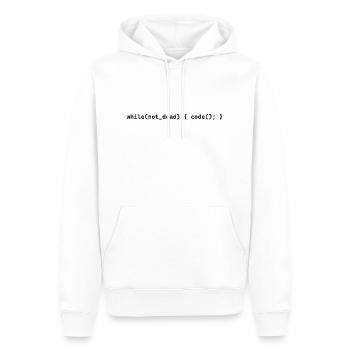 while not dead code - Männer Premium Bio Hoodie - Weiß - Vorne - Nico (187cm)