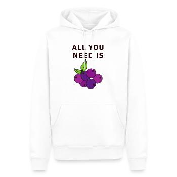 Tout ce dont vous avez besoin est Blueberry Blueberry Blueberry - Sweat à capuche Premium bio Homme - blanc - Devant - Nico (187cm)