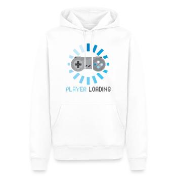 Chargement Joueur Bleu Vintage - Sweat à capuche Premium bio Homme - blanc - Devant - Nico (187cm)
