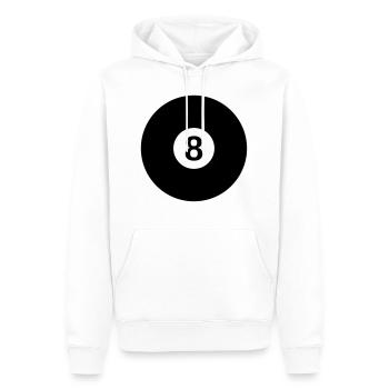 boule de billard noire avec le numéro 8 - Sweat à capuche Premium bio Homme - blanc - Devant - Nico (187cm)