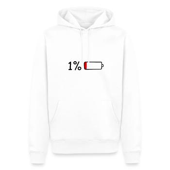 1% Akku. - Männer Premium Bio Hoodie - Weiß - Vorne - Nico (187cm)