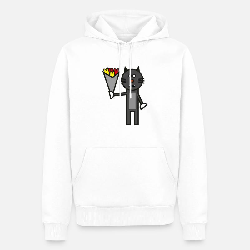 Katze Comic Blumenstrauß Geschenk - Männer Premium Bio Hoodie - Weiß