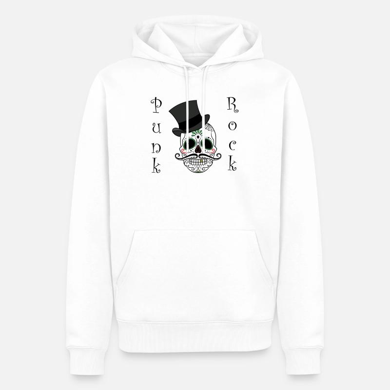 Punk rock tête de mort Skull - Sweat à capuche Premium bio Homme - blanc