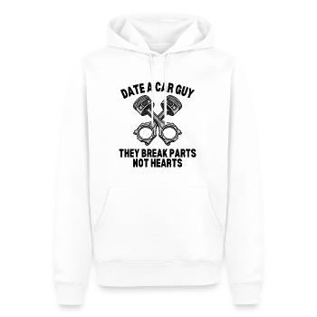 SORTEZ AVEC UN GARS DE VOITURE, ILS BRISENT DES PIÈCES PAS DES CŒURS. - Sweat à capuche Premium bio Homme - blanc - Devant - Nico (187cm)