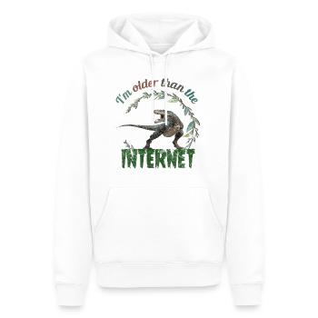 Je suis plus vieux qu’Internet + Dinosaure rétro - Sweat à capuche Premium bio Homme - blanc - Devant - Nico (187cm)