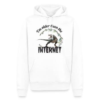 Je suis plus vieux qu’Internet + Dinosaure rétro - Sweat à capuche Premium bio Homme - blanc - Devant - Nico (187cm)