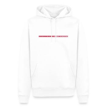 what I say Zitat - Männer Premium Bio Hoodie - Weiß - Vorne - Nico (187cm)