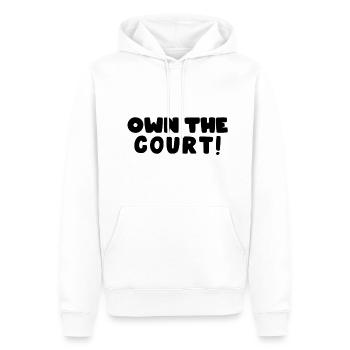 own the court! - Men’s Premium Organic Hoodie - white - Front - Nico (187cm)