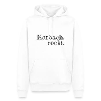 Korbach rockt - Textdesign mit Stadtnamen - Männer Premium Bio Hoodie - Weiß - Vorne - Nico (187cm)