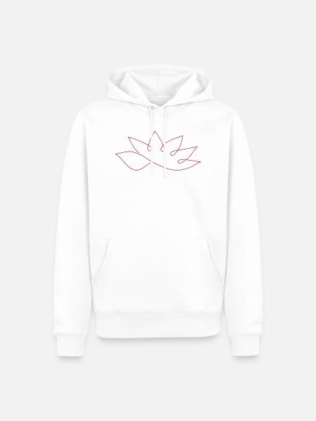 Lotus aus einem Strich - Männer Premium Bio Hoodie - Weiß