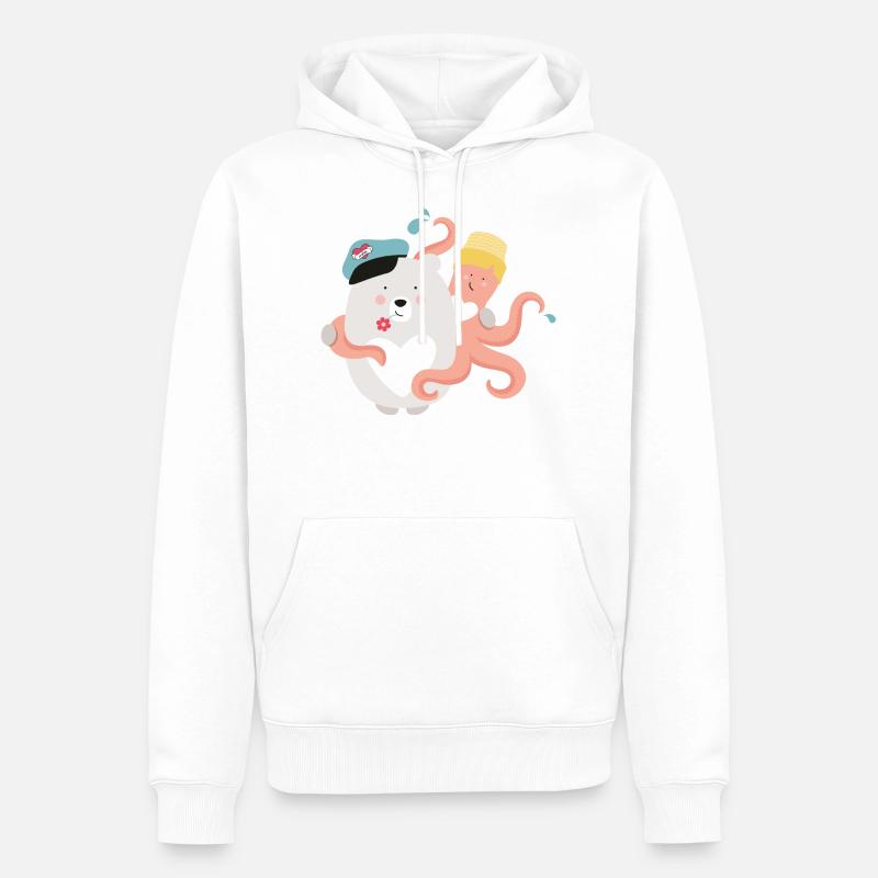 BEAR OCTOPUS FRIENDS - Männer Premium Bio Hoodie - Weiß
