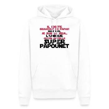 super papounet le seul - Sweat à capuche Premium bio Homme - blanc - Devant - Nico (187cm)