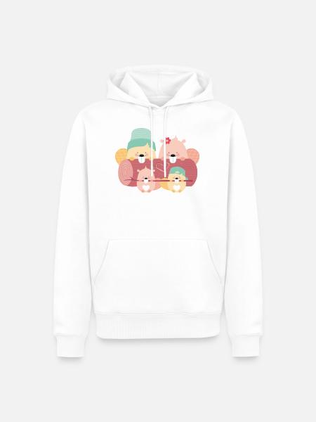 BEAVER FAMILY - Männer Premium Bio Hoodie - Weiß