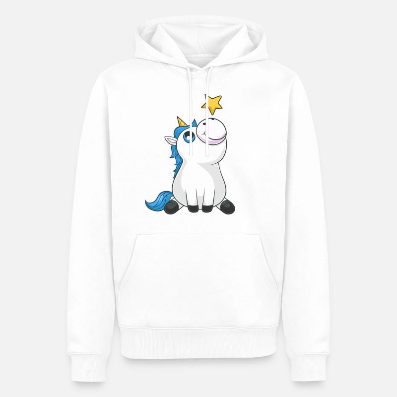 Süßes Comic Einhorn - Männer Premium Bio Hoodie - Weiß