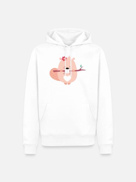 BEAVER GIRL - Männer Premium Bio Hoodie - Weiß