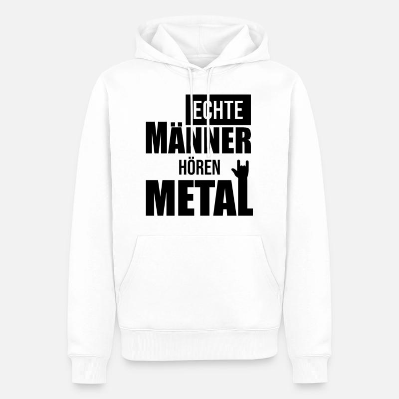 Les vrais maenners heavy metal - Sweat à capuche Premium bio Homme - blanc