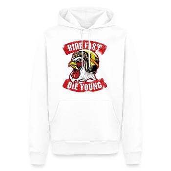 Schnell reiten und jung sterben - Männer Premium Bio Hoodie - Weiß - Vorne - Nico (187cm)
