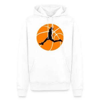 Idée cadeau basket - 14 SO - Sweat à capuche Premium bio Homme - blanc - Devant - Nico (187cm)