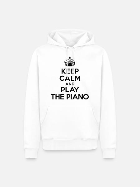 Keep calm and play the piano - Sweat à capuche Premium bio Homme - blanc