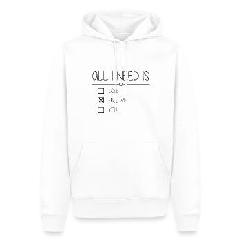 TOUT CE QUE JE NEDD EST WIFI GRATUIT - Sweat à capuche Premium bio Homme - blanc - Devant - Nico (187cm)