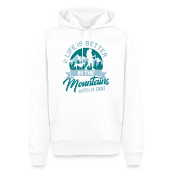 Life in the mountains with a Dog Berge Hund Zelten - Männer Premium Bio Hoodie - Weiß - Vorne - Nico (187cm)