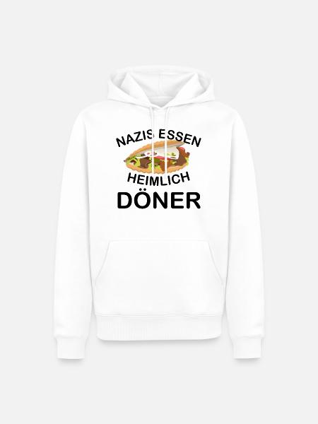 nazis essen heimlich döner - Männer Premium Bio Hoodie - Weiß