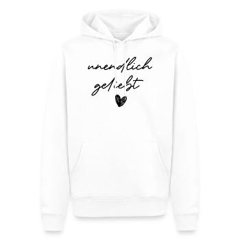 infinitely loved - Men’s Premium Organic Hoodie - white - Front - Nico (187cm)