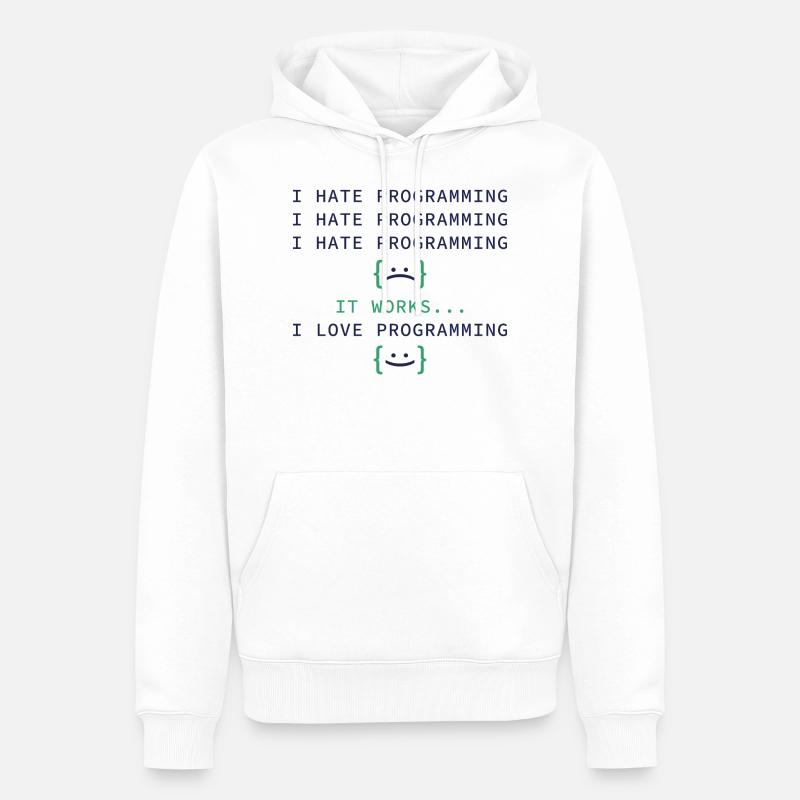 I Hate Programming - Men’s Premium Organic Hoodie - white