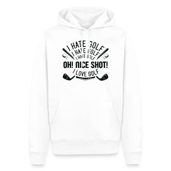 I Hate Golf - Men’s Premium Organic Hoodie - white - Front - Nico (187cm)