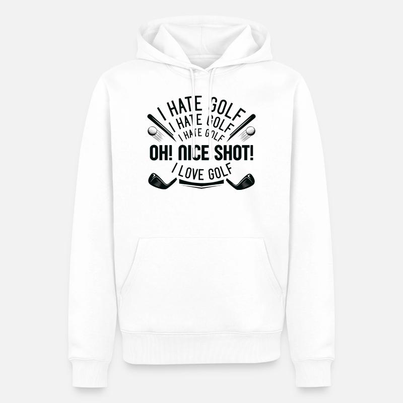 I Hate Golf - Männer Premium Bio Hoodie - Weiß
