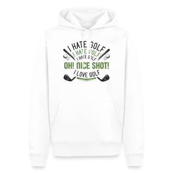 I Hate Golf - Men’s Premium Organic Hoodie - white - Front - Nico (187cm)
