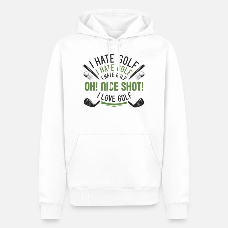 I Hate Golf - Männer Premium Bio Hoodie - Weiß