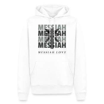T-shirts chrétiens | MESSIA LOVE - Sweat à capuche Premium bio Homme - blanc - Devant - Nico (187cm)
