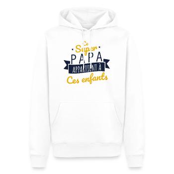 Super papa enfants cadeau - Sweat à capuche Premium bio Homme - blanc - Devant - Nico (187cm)