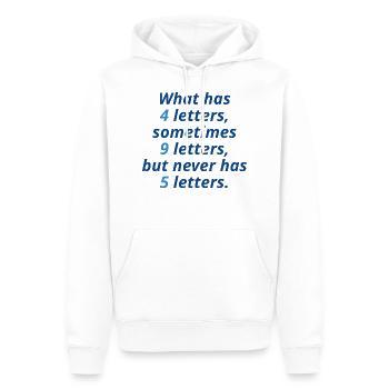 Was hat 4 Buchstaben - Männer Premium Bio Hoodie - Weiß - Vorne - Nico (187cm)