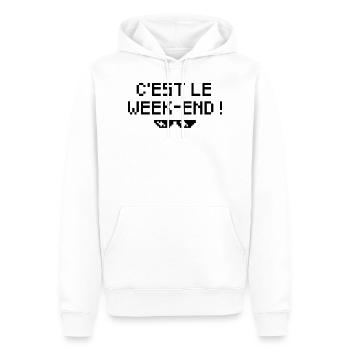 C'est le week-end ! - Sweat à capuche Premium bio Homme - blanc - Devant - Nico (187cm)