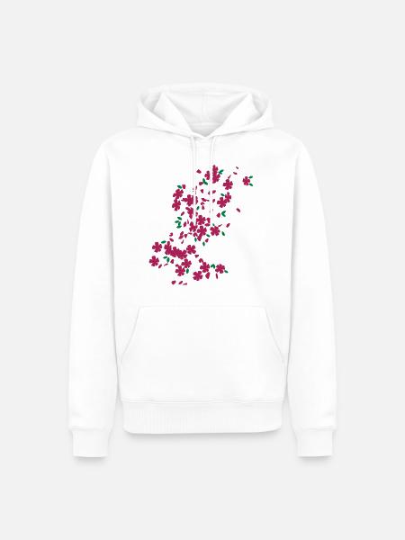 Blütenregen / raining blossoms (2c) - Männer Premium Bio Hoodie - Weiß