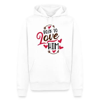 love - Men’s Premium Organic Hoodie - white - Front - Nico (187cm)