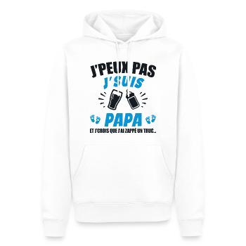 Je Peux Pas Je Suis Papa (couche) - Sweat à capuche Premium bio Homme - blanc - Devant - Nico (187cm)