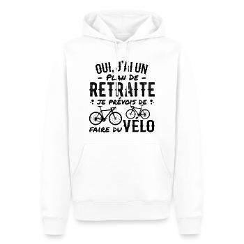 Plan De Retraite Cycliste Retraité Cyclisme Vélo - Sweat à capuche Premium bio Homme - blanc - Devant - Nico (187cm)